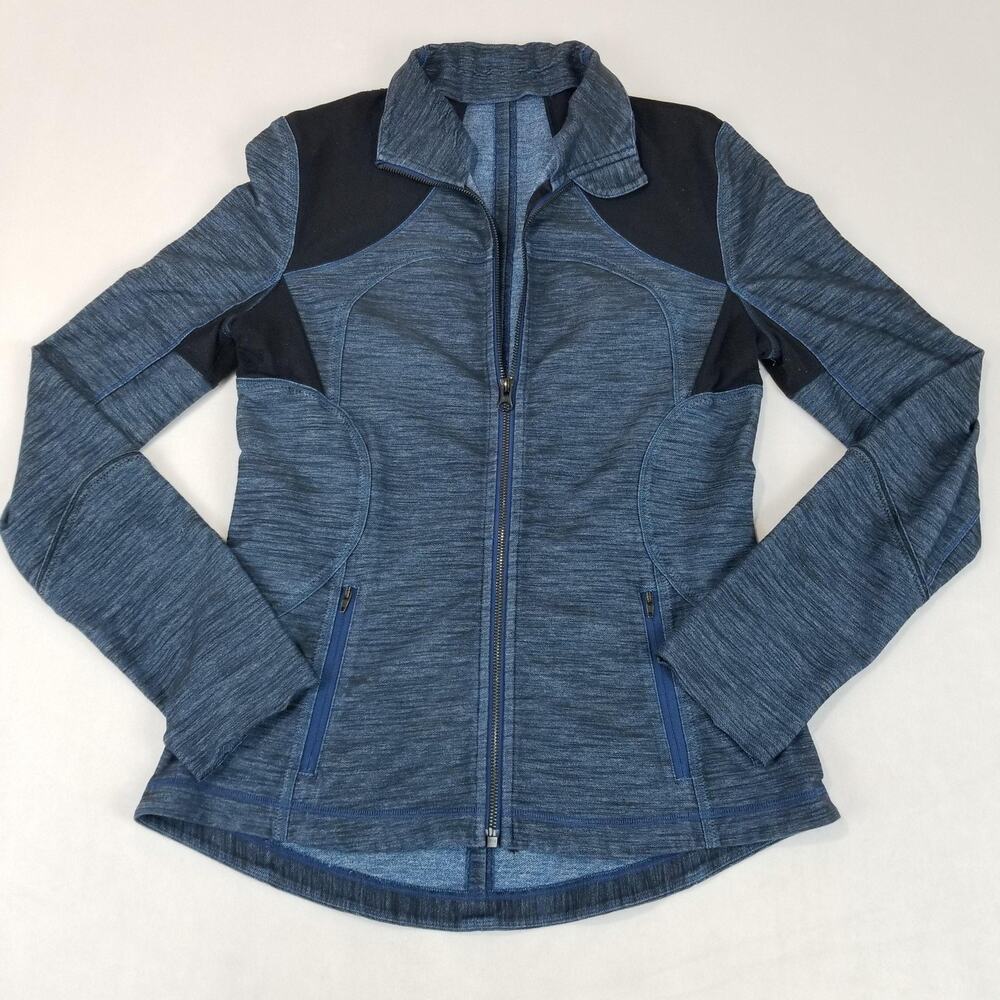 Lululemon Jacket Womens 10 Blue Colorblock Full Zip Track Slim Fit Running